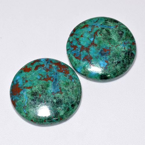 Achetez naturel 18.44ct Multicolore Chrysocolle gems, Coupe roude, En provenance Australie chez GemSelect. En stock, livraison internationale!