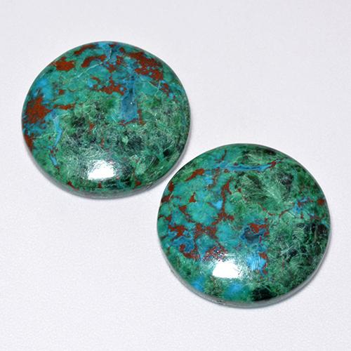 Achetez naturel 18.44ct Multicolore Chrysocolle gems, Coupe roude, En provenance Australie chez GemSelect. En stock, livraison internationale!