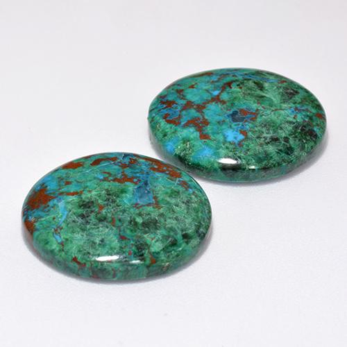 Achetez naturel 18.44ct Multicolore Chrysocolle gems, Coupe roude, En provenance Australie chez GemSelect. En stock, livraison internationale!
