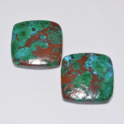 Achetez naturel 18.44ct Multicolore Chrysocolle gems, Coupe coussin, En provenance Australie chez GemSelect. En stock, livraison internationale!