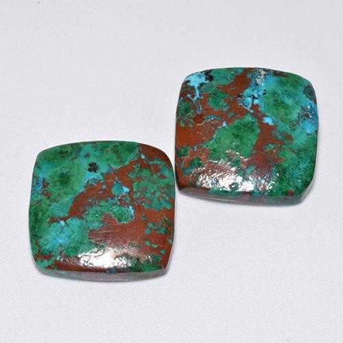 Achetez naturel 18.44ct Multicolore Chrysocolle gems, Coupe coussin, En provenance Australie chez GemSelect. En stock, livraison internationale!