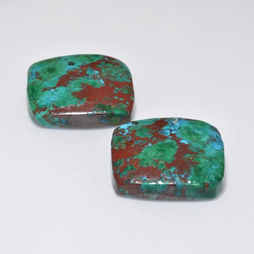 Achetez naturel 18.44ct Multicolore Chrysocolle gems, Coupe coussin, En provenance Australie chez GemSelect. En stock, livraison internationale!