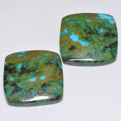 Achetez naturel 23.60ct Multicolore Chrysocolle gems, Coupe coussin, En provenance Australie chez GemSelect. En stock, livraison internationale!