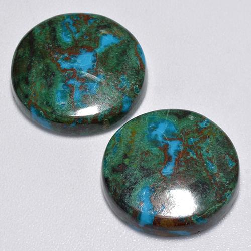 Achetez naturel 16.94ct Multicolore Chrysocolle gems, Coupe roude, En provenance Australie chez GemSelect. En stock, livraison internationale!