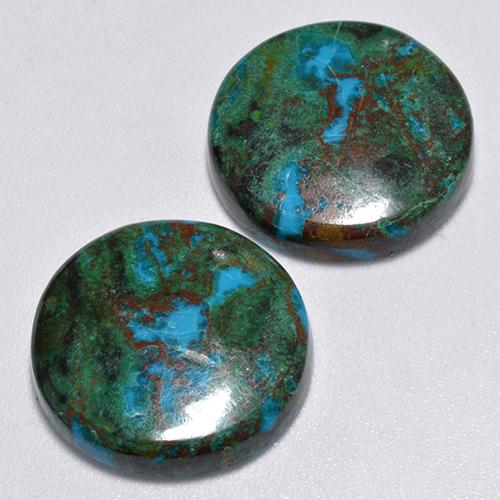 Achetez naturel 16.94ct Multicolore Chrysocolle gems, Coupe roude, En provenance Australie chez GemSelect. En stock, livraison internationale!