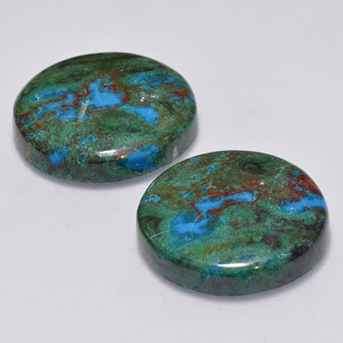 Achetez naturel 16.94ct Multicolore Chrysocolle gems, Coupe roude, En provenance Australie chez GemSelect. En stock, livraison internationale!