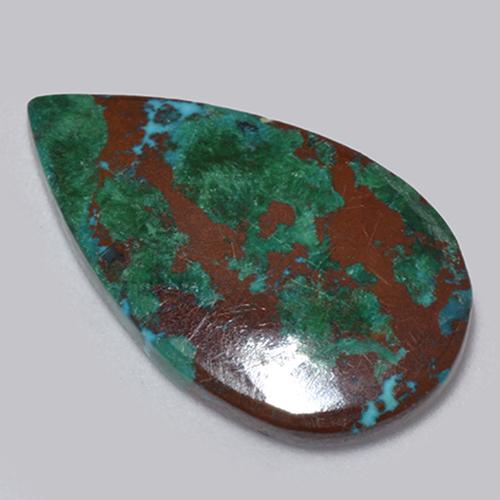 Chrysocolle multicolore naturelle en forme de poire, 6,13 ct, opaque