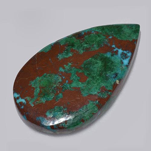 Chrysocolle multicolore naturelle en forme de poire, 6,13 ct, opaque