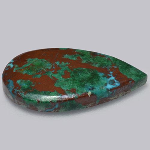 Chrysocolle multicolore naturelle en forme de poire, 6,13 ct, opaque