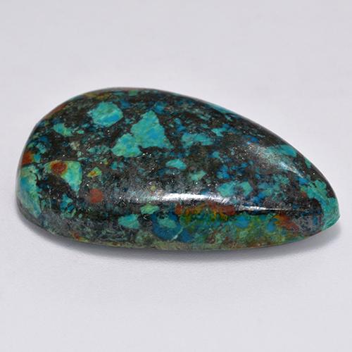 Chrysocolle Multicolore naturelle En forme de poire, 31.93 ct, Opaque