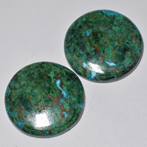 Achetez naturel 23.55ct Multicolore Chrysocolle gems, Coupe roude, En provenance Australie chez GemSelect. En stock, livraison internationale!