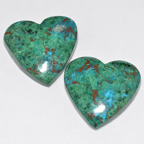 Achetez naturel 21.18ct Multicolore Chrysocolle gems, Forme de coeur, En provenance Australie chez GemSelect. En stock, livraison internationale!