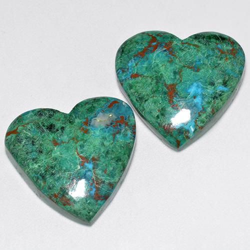 Achetez naturel 21.18ct Multicolore Chrysocolle gems, Forme de coeur, En provenance Australie chez GemSelect. En stock, livraison internationale!