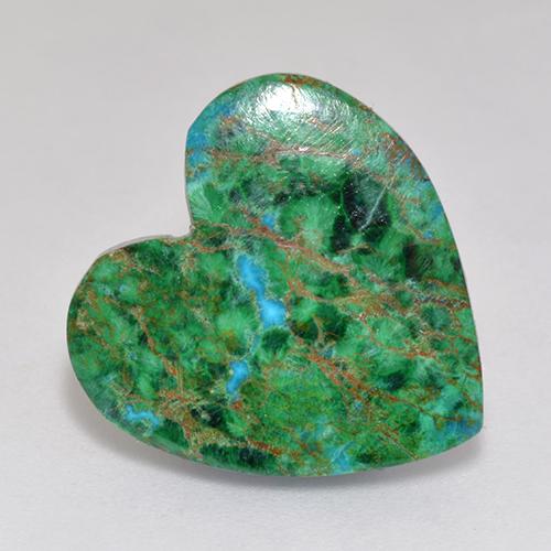 Chrysocolle multicolore naturelle forme de coeur, 8,01 ct, opaque