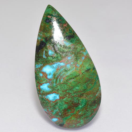 Chrysocolle multicolore naturelle en forme de poire, 10,91 ct, opaque