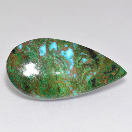 Chrysocolle multicolore naturelle en forme de poire, 10,91 ct, opaque