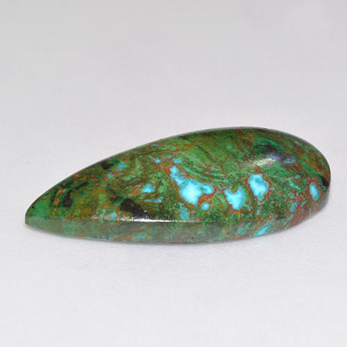 Chrysocolle multicolore naturelle en forme de poire, 10,91 ct, opaque