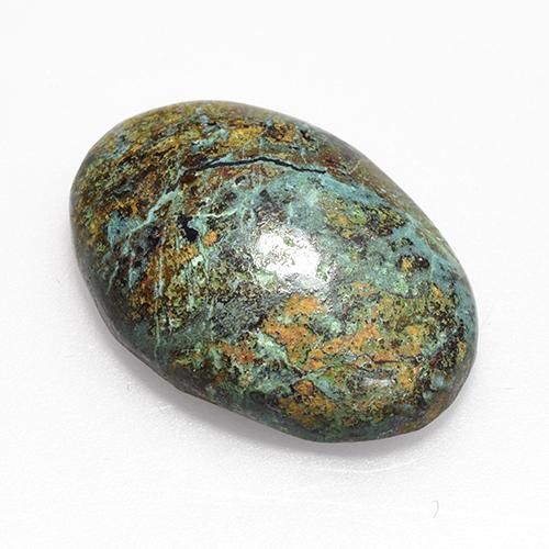 Chrysocolle multicolore naturelle coupe ovale, 14,96 ct, opaque