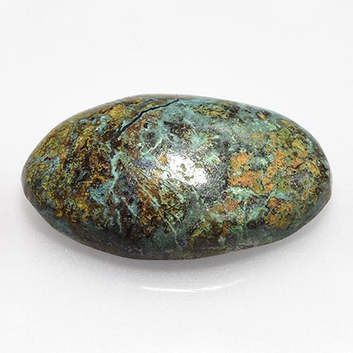 Chrysocolle multicolore naturelle coupe ovale, 14,96 ct, opaque