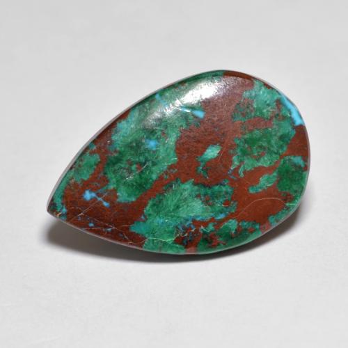 Chrysocolle multicolore naturelle en forme de poire, 5,19 ct, opaque