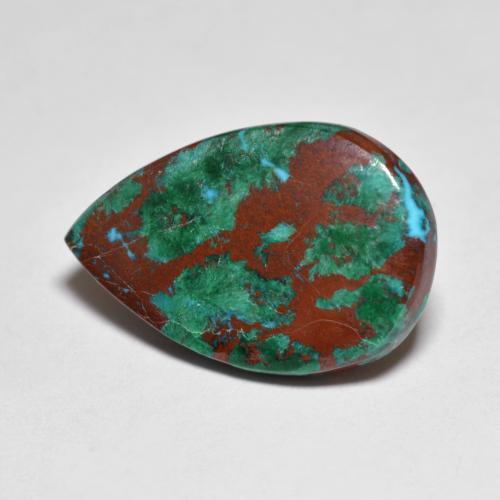 Chrysocolle multicolore naturelle en forme de poire, 5,19 ct, opaque
