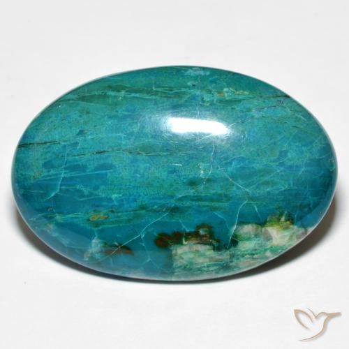 36.15ct Naturel Bleu vert moyen Chrysocolle, ovale, Opaque