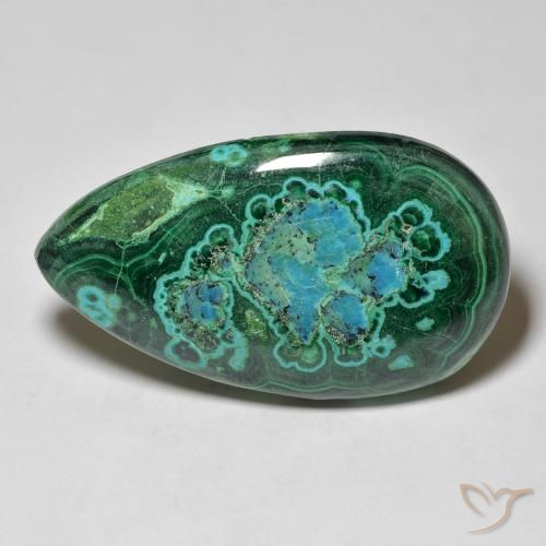 48.69ct Naturel Multicolore Chrysocolle, En forme de poire, Opaque