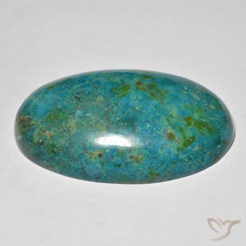 Chrysocolle multicolore naturelle coupe ovale, 37,55 ct, opaque