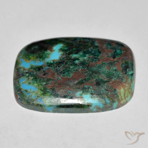 Chrysocolle Multicolore naturelle Coussin, 17.54 ct, Opaque