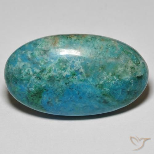 Chrysocolle Bleu verdâtre moyen naturelle ovale, 33.90 ct, Opaque