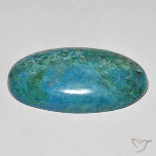 Chrysocolle Bleu verdâtre moyen naturelle ovale, 33.90 ct, Opaque