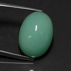 Chrysoprase vert naturelle coupe ovale, 14,08 ct, opaque