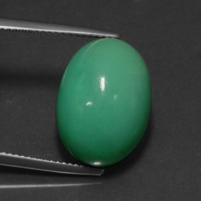 Chrysoprase vert naturelle coupe ovale, 14,83 ct, opaque