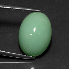 Chrysoprase vert naturelle coupe ovale, 12,08 ct, opaque