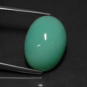 Chrysoprase vert naturelle coupe ovale, 13,08 ct, opaque
