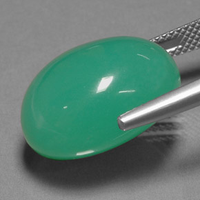 Chrysoprase vert naturelle coupe ovale, 22,23 ct, translucide