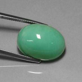 Chrysoprase vert naturelle coupe ovale, 22,75 ct, translucide