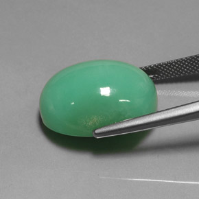 Chrysoprase vert naturelle coupe ovale, 22,75 ct, translucide
