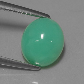 Chrysoprase Vert naturelle Coupe ovale, 3.08 ct, Translucide