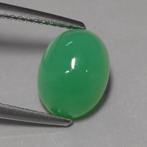 Chrysoprase vert naturelle coupe ovale, 3,24 ct, translucide