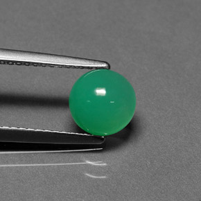 Chrysoprase vert naturelle coupe roude, 1,30 ct, translucide