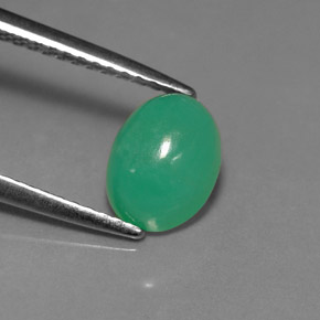 Chrysoprase vert naturelle coupe ovale, 1,67 ct, translucide