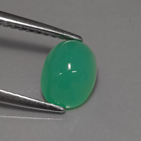 Chrysoprase vert naturelle coupe ovale, 1,48 ct, translucide