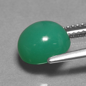 Chrysoprase vert naturelle coupe ovale, 3,24 ct, translucide
