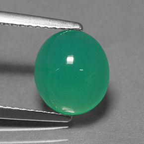 Chrysoprase vert naturelle coupe ovale, 2,52 ct, translucide