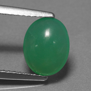 Chrysoprase vert naturelle coupe ovale, 1,55 ct, translucide