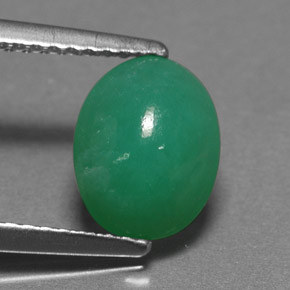 Chrysoprase vert naturelle coupe ovale, 1,45 ct, translucide