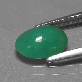 Chrysoprase vert naturelle coupe ovale, 1,45 ct, translucide