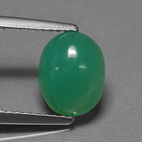 Chrysoprase vert naturelle coupe ovale, 1,96 ct, translucide