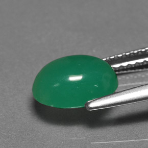 Chrysoprase vert naturelle coupe ovale, 1,96 ct, translucide